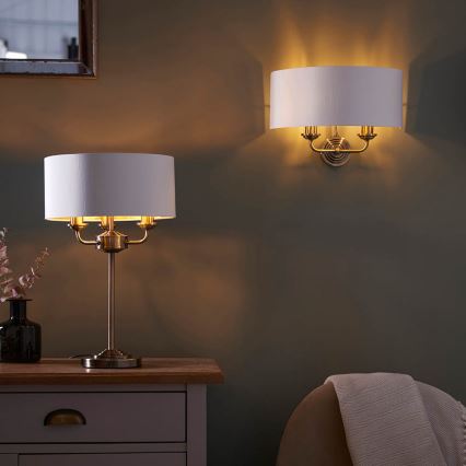 Endon 98937 - Zidna svjetiljka HIGHCLERE 2xE14/40W/230V bijela/mesing