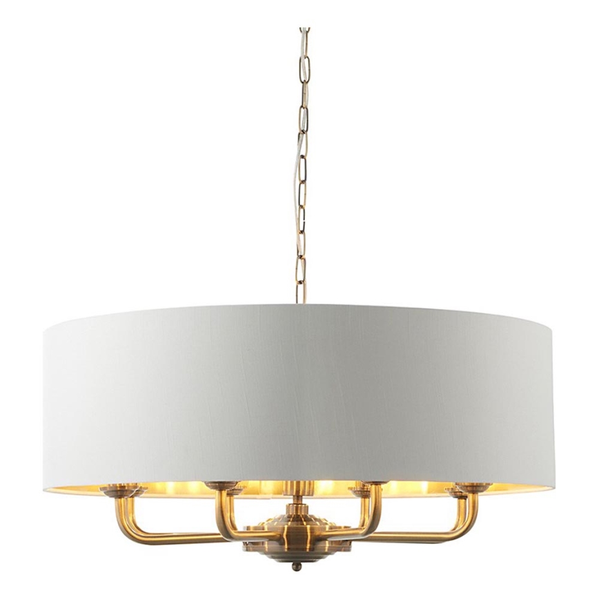 Endon 98938 - Luster na lancu HIGHCLERE 8xE14/40W/230V Ø 70 cm bijela/mesing