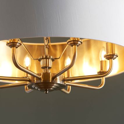 Endon 98938 - Luster na lancu HIGHCLERE 8xE14/40W/230V Ø 70 cm bijela/mesing