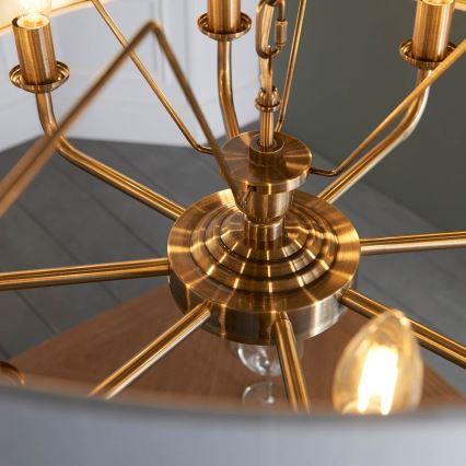 Endon 98938 - Luster na lancu HIGHCLERE 8xE14/40W/230V Ø 70 cm bijela/mesing