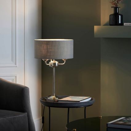 Endon 99149 - Stolna lampa HIGHCLERE 3xE14/18W/230V siva/sjajni krom pr. 32 cm