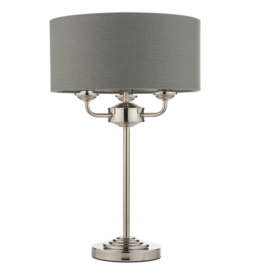Endon 99149 - Stolna lampa HIGHCLERE 3xE14/18W/230V siva/sjajni krom pr. 32 cm