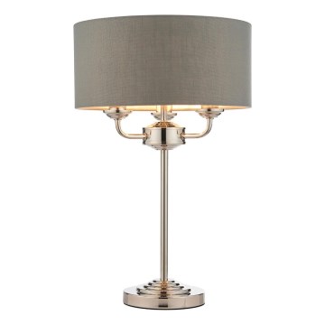 Endon 99149 - Stolna lampa HIGHCLERE 3xE14/18W/230V siva/sjajni krom pr. 32 cm