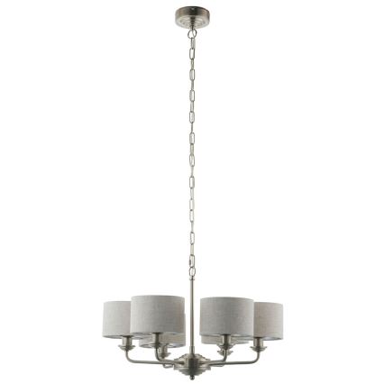 Endon 99151 - Luster na lancu HIGHCLERE 6xE14/28W/230V siva/matni krom promjer 53 cm