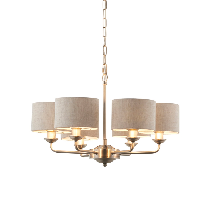 Endon 99151 - Luster na lancu HIGHCLERE 6xE14/28W/230V siva/matni krom promjer 53 cm