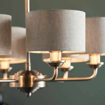 Endon 99151 - Luster na lancu HIGHCLERE 6xE14/28W/230V siva/matni krom promjer 53 cm