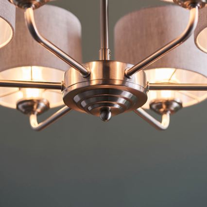 Endon 99151 - Luster na lancu HIGHCLERE 6xE14/28W/230V siva/matni krom promjer 53 cm