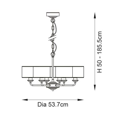 Endon 99151 - Luster na lancu HIGHCLERE 6xE14/28W/230V siva/matni krom promjer 53 cm