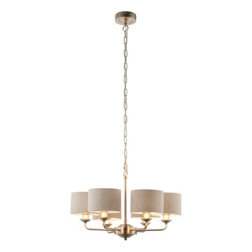 Endon 99151 - Luster na lancu HIGHCLERE 6xE14/28W/230V siva/matni krom promjer 53 cm