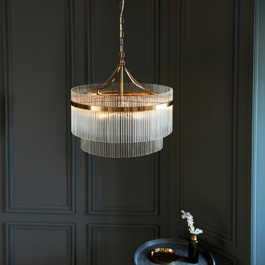 Endon 99166 - Luster na lancu MARIETTA 5xE14/7W/230V mesing/prozirno