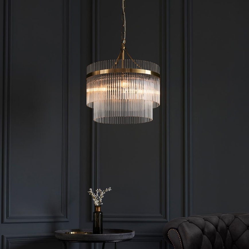 Endon 99167 - Luster na lancu MARIETTA 3xE14/7W/230V mesing/prozirna