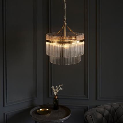 Endon 99167 - Luster na lancu MARIETTA 3xE14/7W/230V mesing/prozirna
