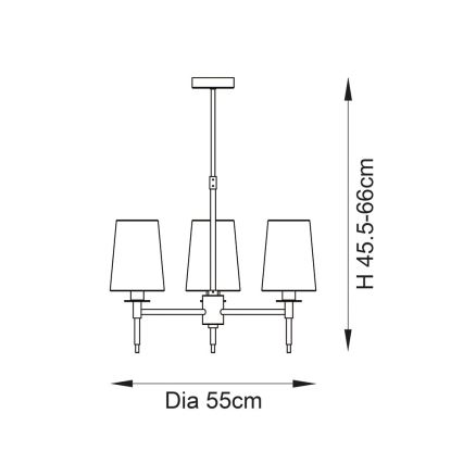 Endon 99455 - Luster na štapu 3xE14/6W/230V sjajni krom/bijela
