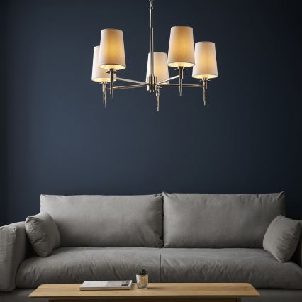 Endon 99457 - Luster na lancu 5xE14/6W/230V sjajni krom/bijela