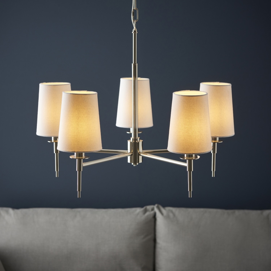 Endon 99457 - Luster na lancu 5xE14/6W/230V sjajni krom/bijela