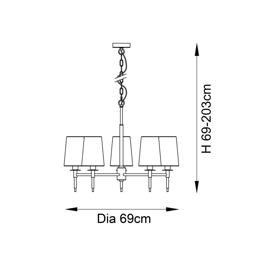 Endon 99457 - Luster na lancu 5xE14/6W/230V sjajni krom/bijela