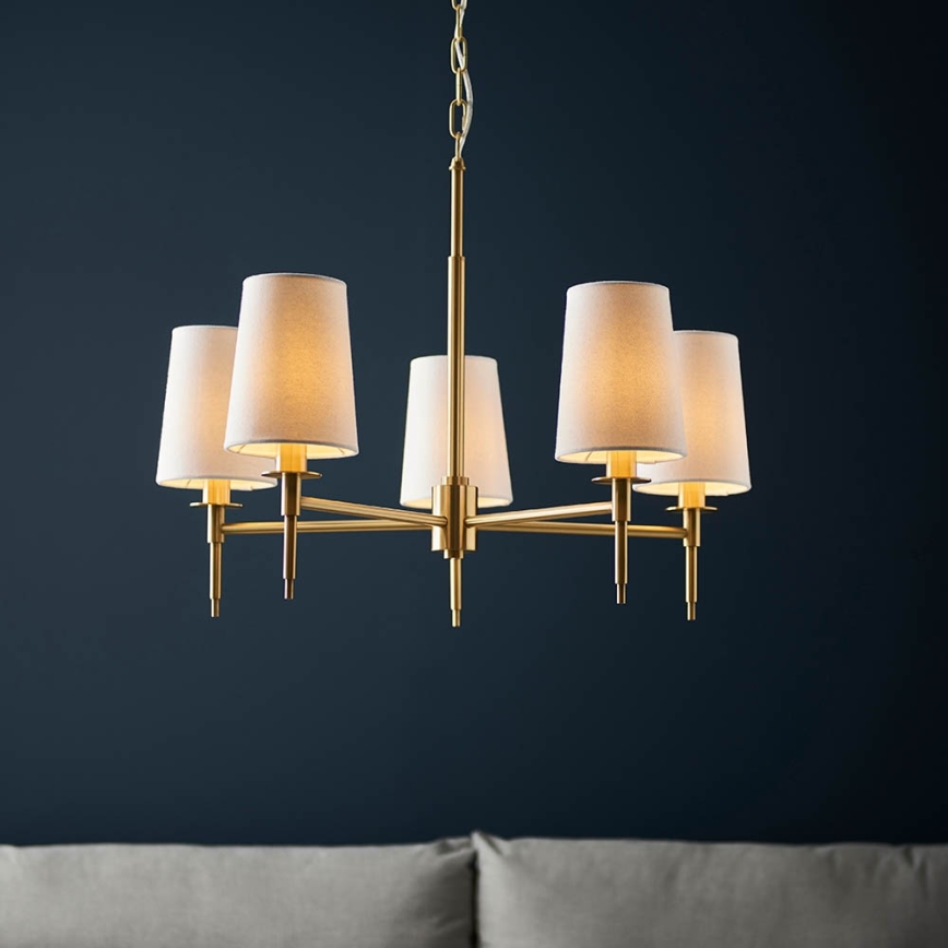 Endon 99458 - Luster na lancu 5xE14/6W/230V zlatna/bijela