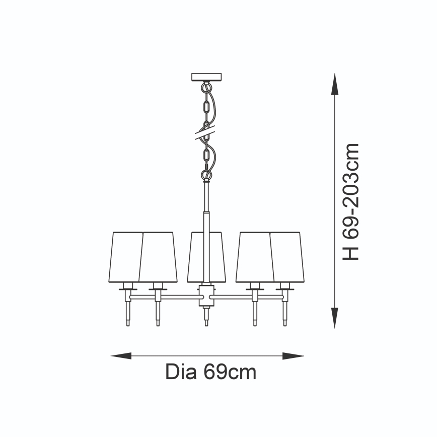 Endon 99458 - Luster na lancu 5xE14/6W/230V zlatna/bijela