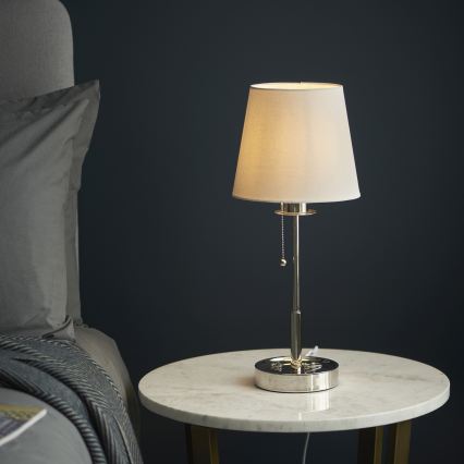 Endon 99596 - Stolna lampa 1xE27/10W/230V bijela/sjajni krom