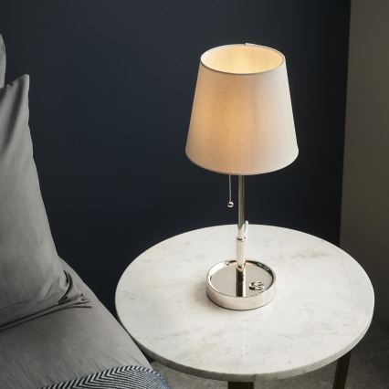 Endon 99596 - Stolna lampa 1xE27/10W/230V bijela/sjajni krom