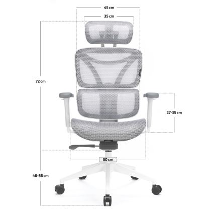 Ergonomska uredska stolica LEVANO siva/bijela/crna