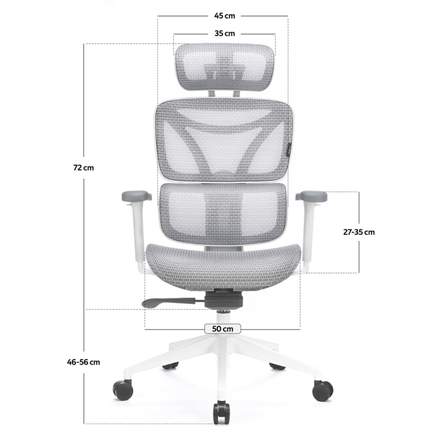 Ergonomska uredska stolica LEVANO siva/bijela/crna
