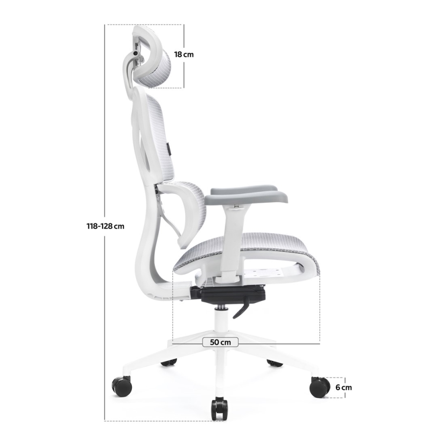 Ergonomska uredska stolica LEVANO siva/bijela/crna