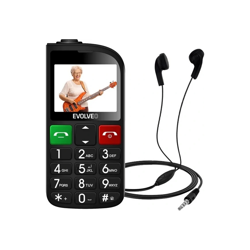 Evolveo - EasyPhone FL, mobilni telefon za starije osobe, crni