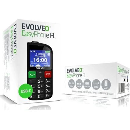 Evolveo - EasyPhone FL, mobilni telefon za starije osobe, crni
