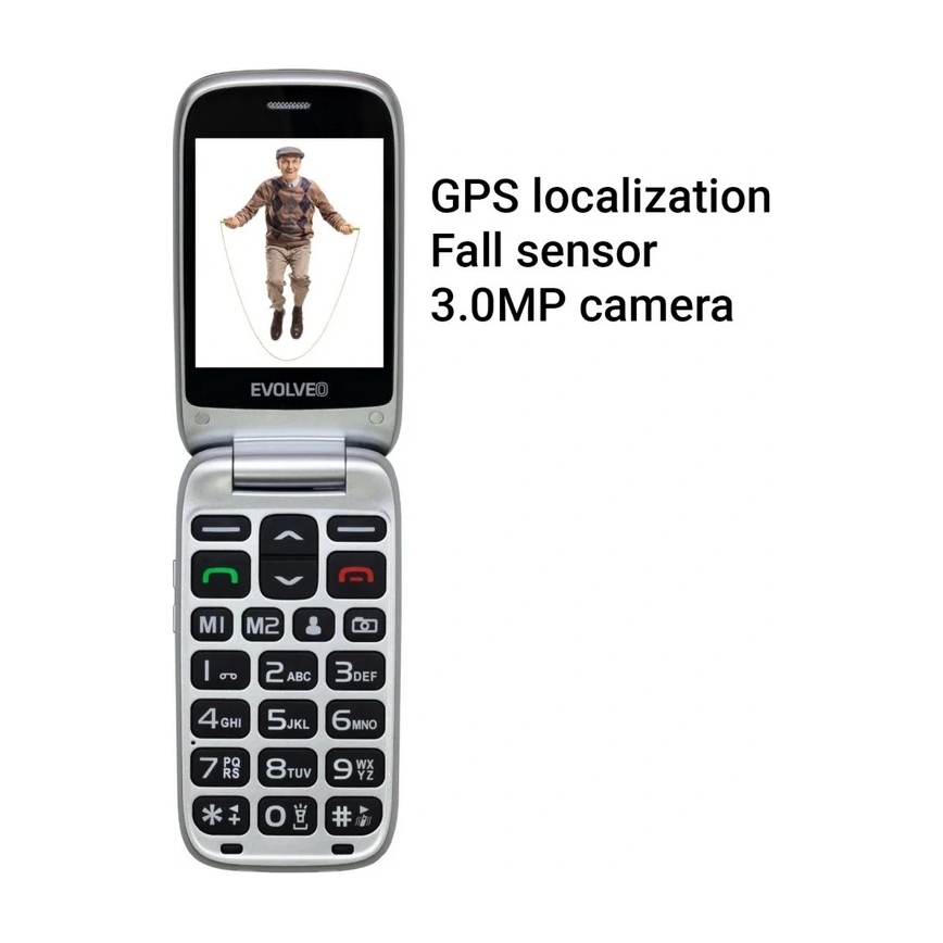 Evolveo - EasyPhone FS preklopni mobilni telefon za starije osobe 2.8 crvena