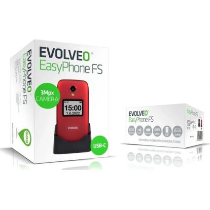Evolveo - EasyPhone FS preklopni mobilni telefon za starije osobe 2.8 crvena
