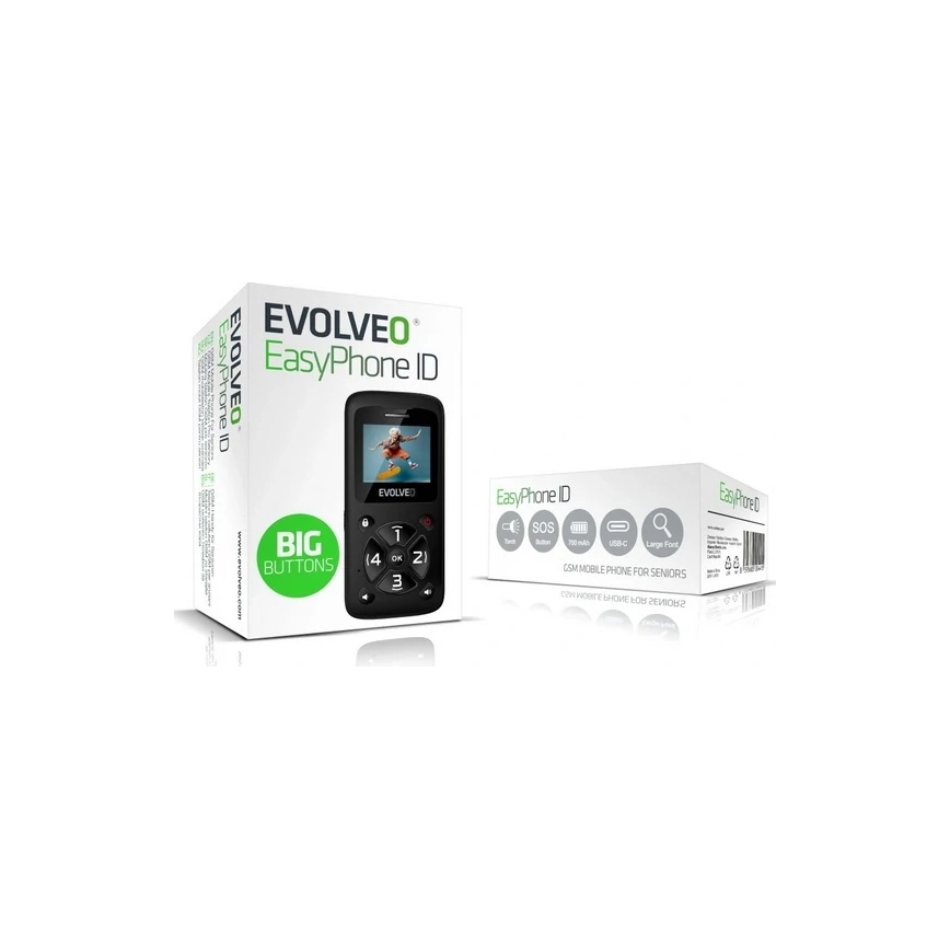 Evolveo - EasyPhone ID crni mobilni telefon za starije osobe
