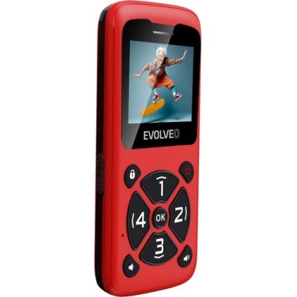 Evolveo - EasyPhone ID mobilni telefon za starije osobe, crvene boje