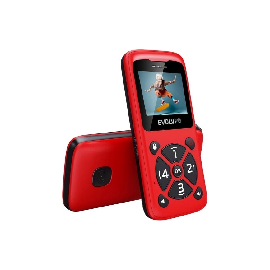 Evolveo - EasyPhone ID mobilni telefon za starije osobe, crvene boje