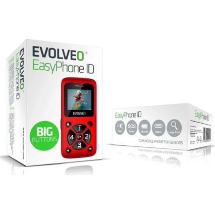 Evolveo - EasyPhone ID mobilni telefon za starije osobe, crvene boje