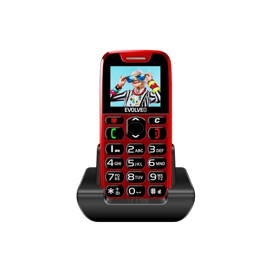 Evolveo - EasyPhone, mobilni telefon za starije osobe, crveni