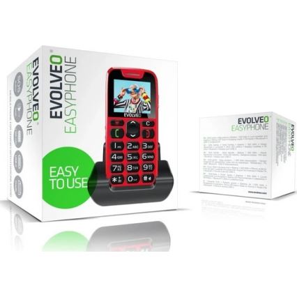 Evolveo - EasyPhone, mobilni telefon za starije osobe, crveni