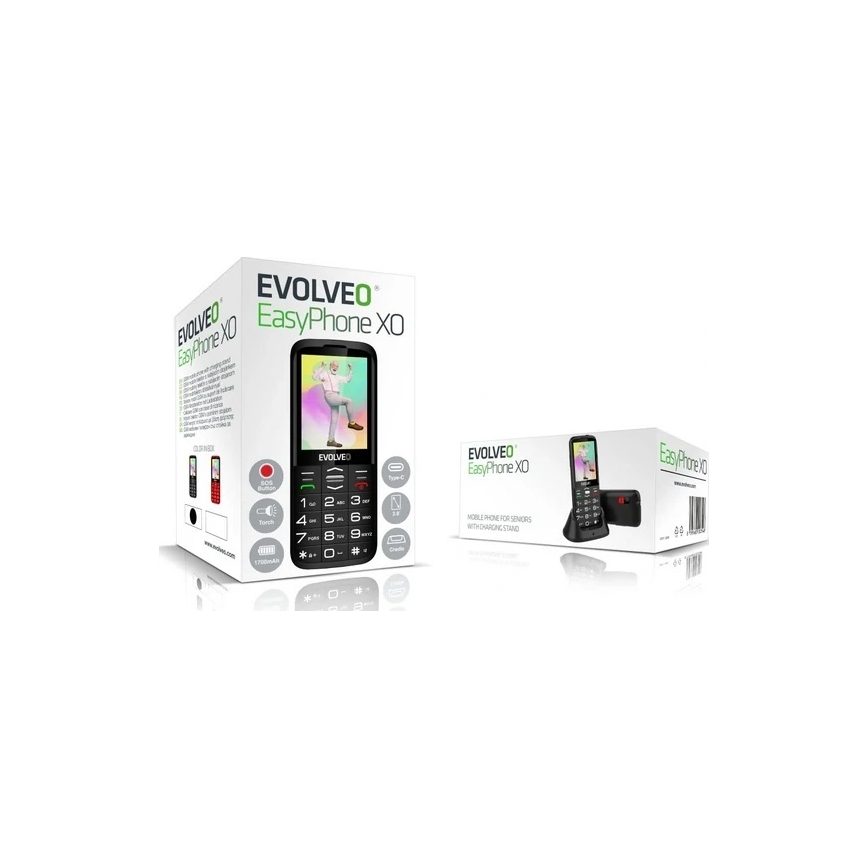 Evolveo - EasyPhone XO, mobilni telefon za starije osobe, crne boje