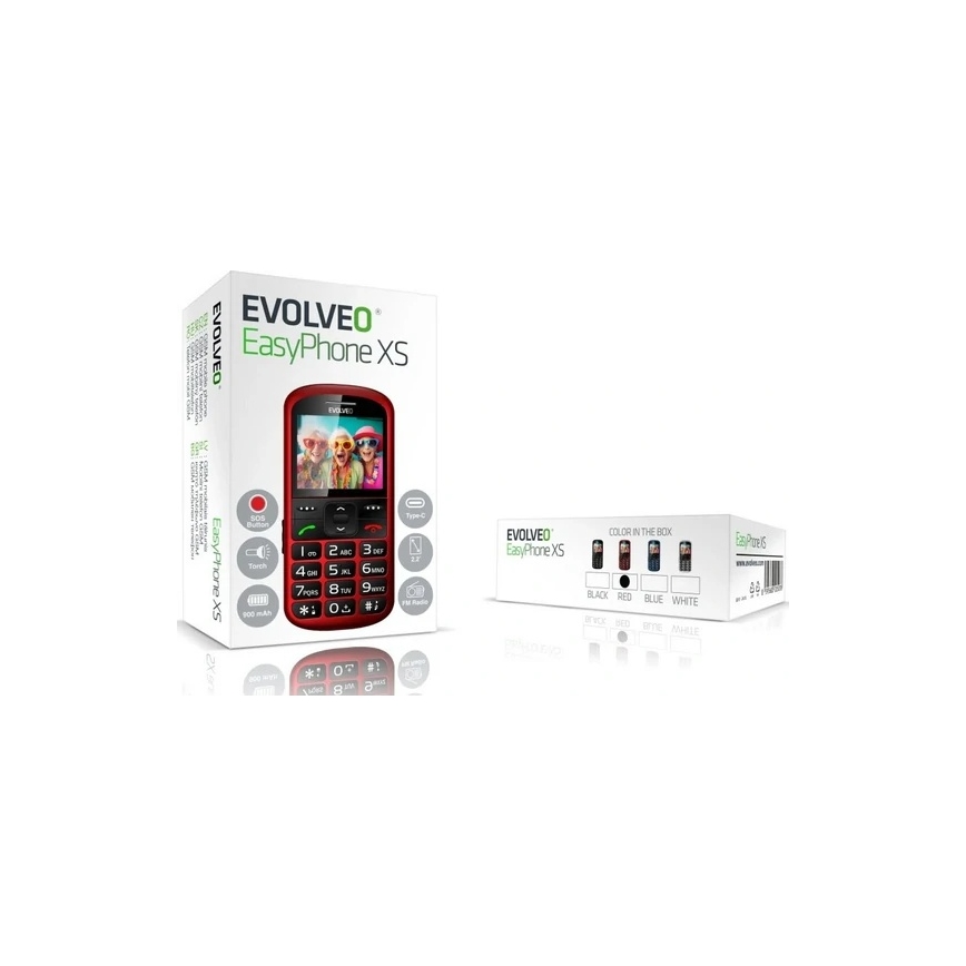 Evolveo - EasyPhone XS, mobilni telefon za starije osobe, crvena