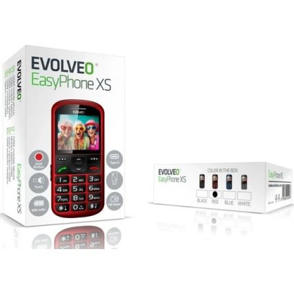 Evolveo - EasyPhone XS, mobilni telefon za starije osobe, crveni