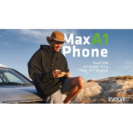 Evolveo - MaxPhone A1 telefon s tipkama, Dual SIM, crni