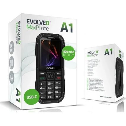 Evolveo - MaxPhone A1, tipkovni Dual SIM telefon, crne boje