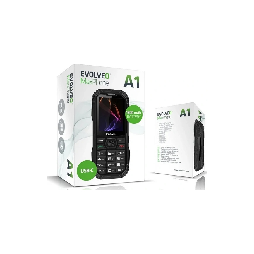 Evolveo - MaxPhone A1, tipkovni Dual SIM telefon, crne boje