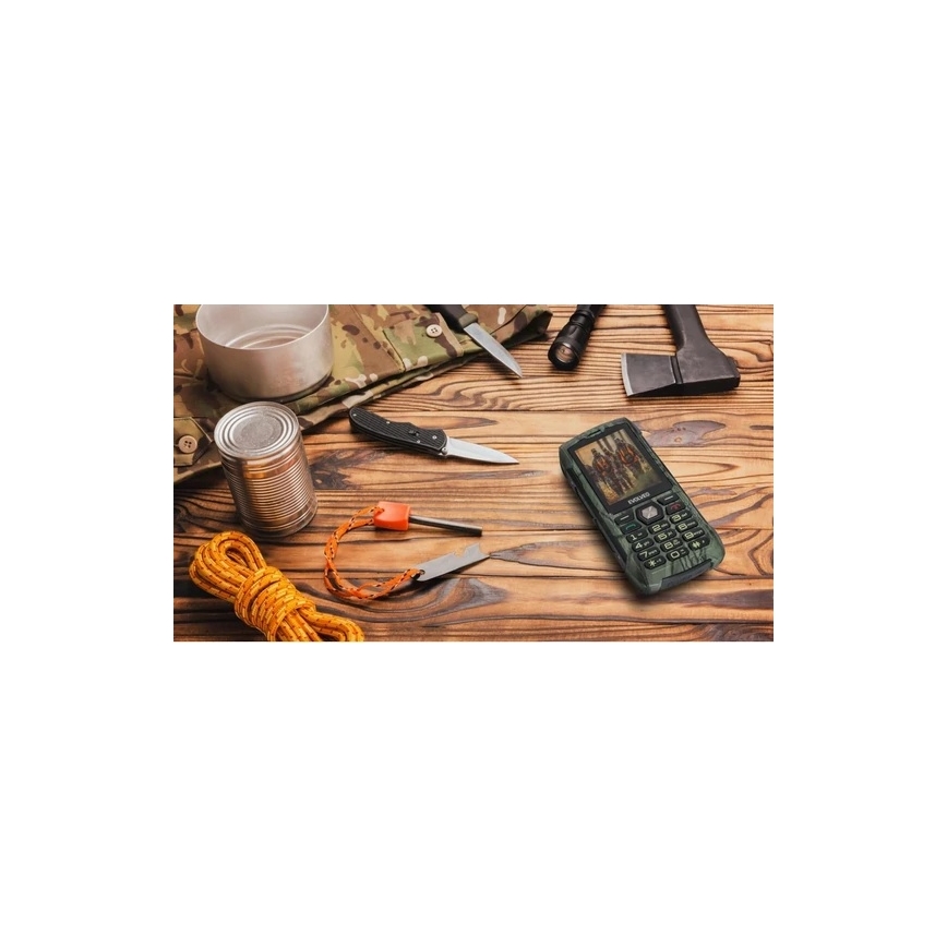 Evolveo - StrongPhone H1, vodootporan Dual SIM telefon, lovska kamuflaža