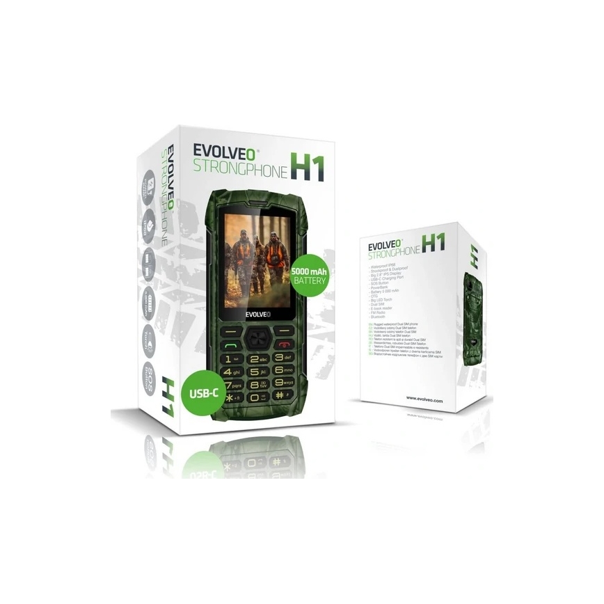 Evolveo - StrongPhone H1 vodootporan Dual SIM telefon u lovačkoj kamuflaži