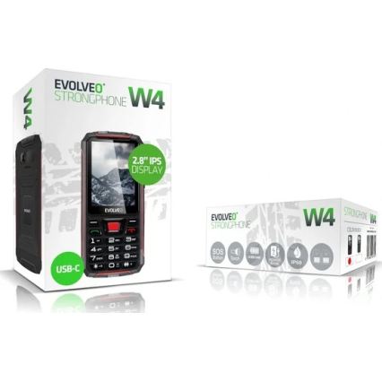 Evolveo - StrongPhone W4 vodootporan Dual SIM telefon, crne/crvene boje