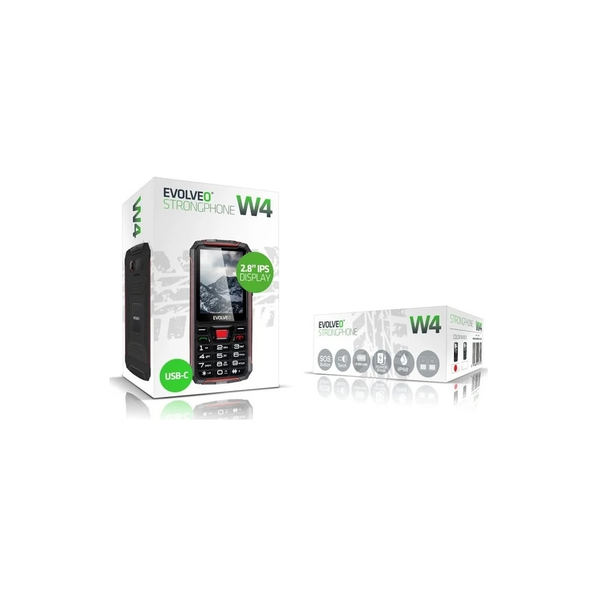 Evolveo - StrongPhone W4 vodootporan Dual SIM telefon, crne/crvene boje