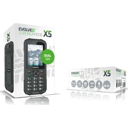 Evolveo - StrongPhone X5, vodootporan Dual SIM telefon, crne/sive boje