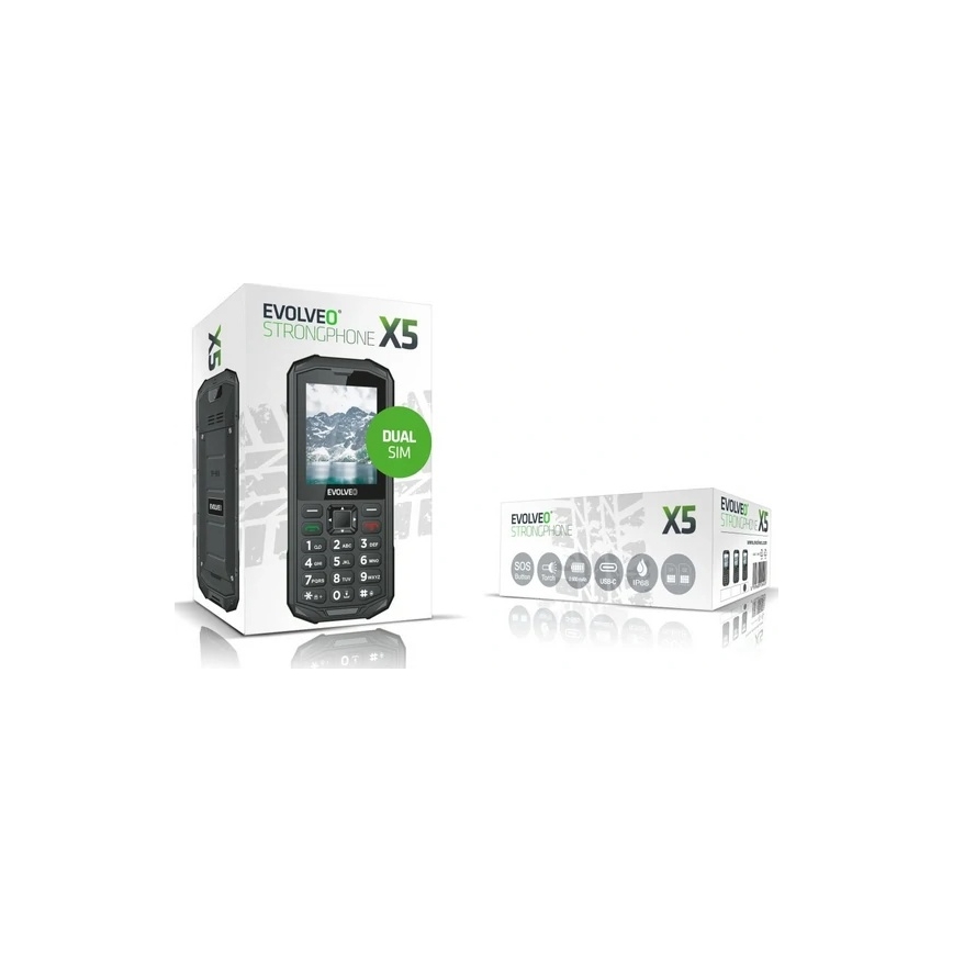 Evolveo - StrongPhone X5, vodootporan Dual SIM telefon, crne/sive boje