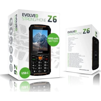 Evolveo - StrongPhone Z6, vodootporan Dual SIM telefon, crno - narančasta
